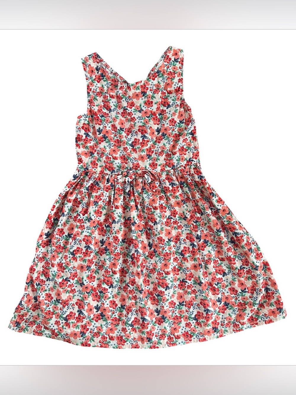 H&M Girls 100% Cotton Sleeveless Floral Dress Size 8